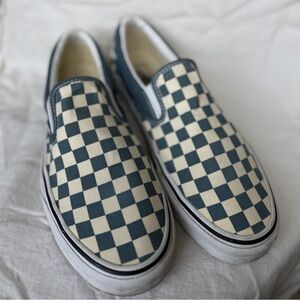 Vans Blue and Cream Checkered Slip-On Sneakers | Men’s 8.5 | Women’s 10.00 |